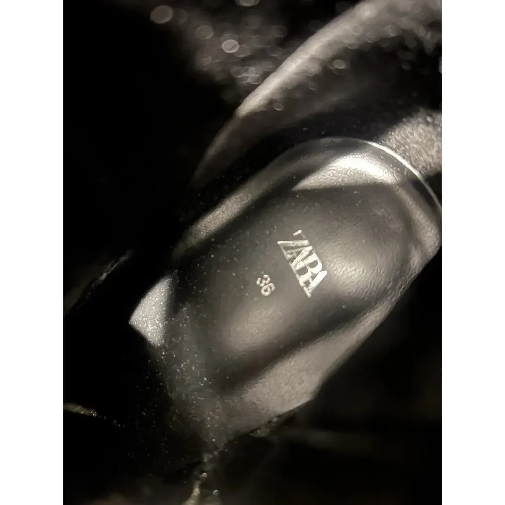 Zara Black Genuine Leather Pointed Toe Ankle Boots‎ Women Size US 8 EUR 36 Bag